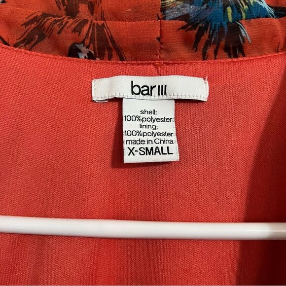 Bar III Coral tropical bird print ruffled sleeveless dress, size XS - Picture 4 of 4
